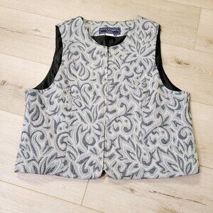 Vtg Norton McNaughton Paisley Gray Zip Up Sleeveless Vest Size 12P USA Made